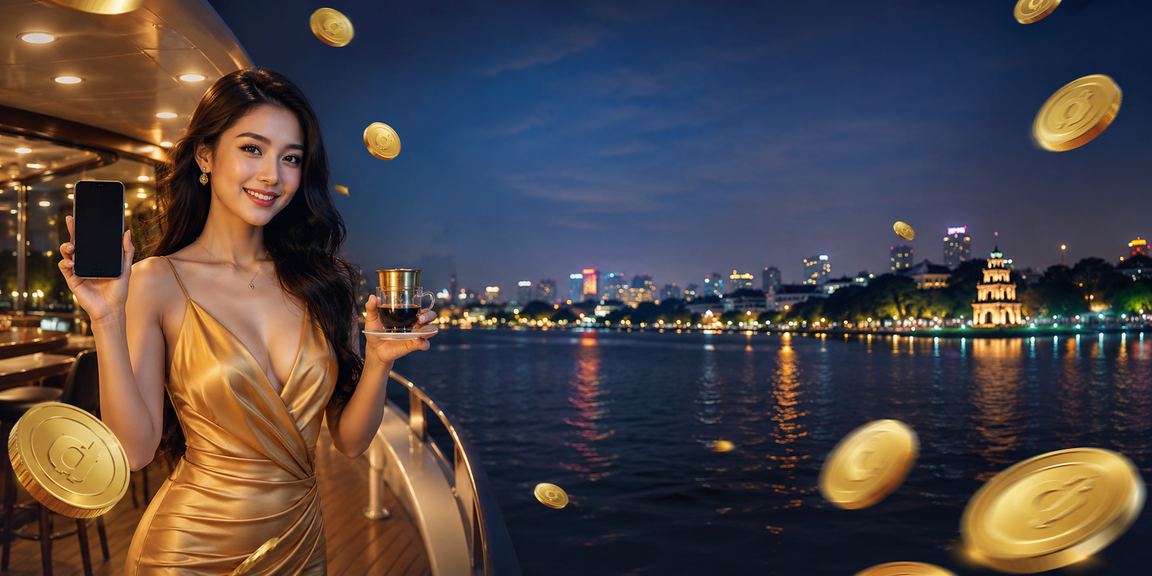 Hình ảnh casino di động tại Hà Nội, Việt Nam với phong cách cà phê đêm