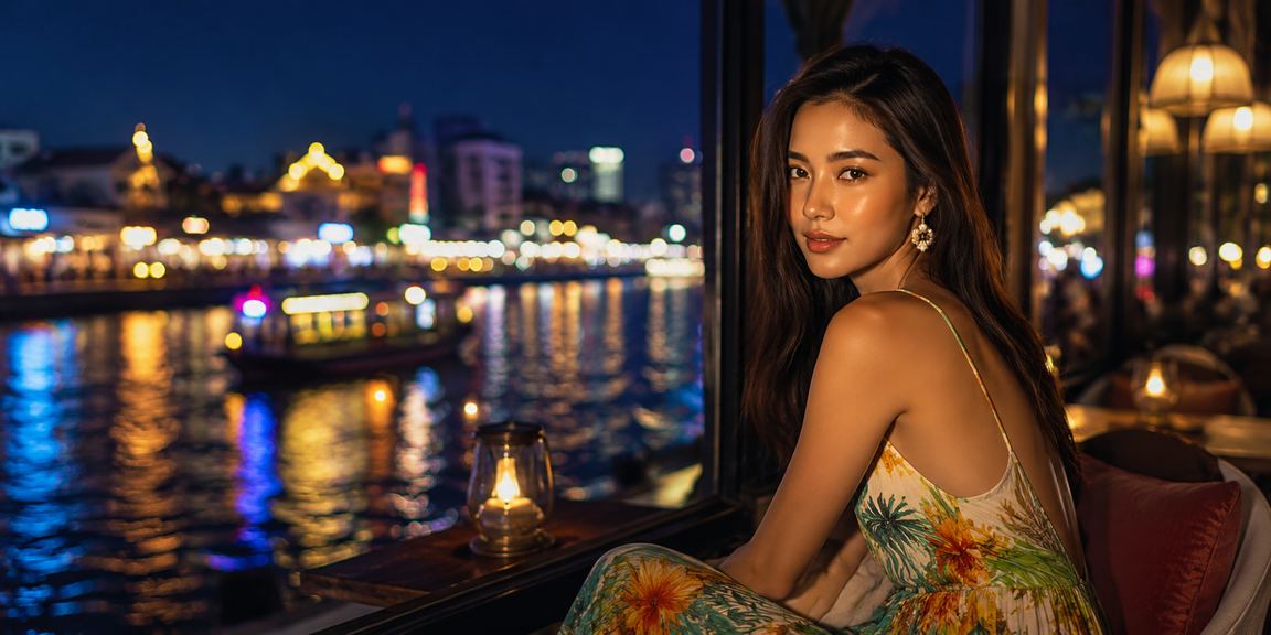 Sảnh casino với khách chơi và quầy bar tại khu vực miền Tây sông nước